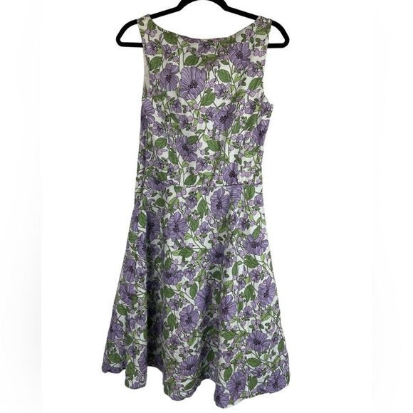 Loft floral sleeveless summer midi dress fit &  flare side zipper sz 10 - Picture 3 of 9